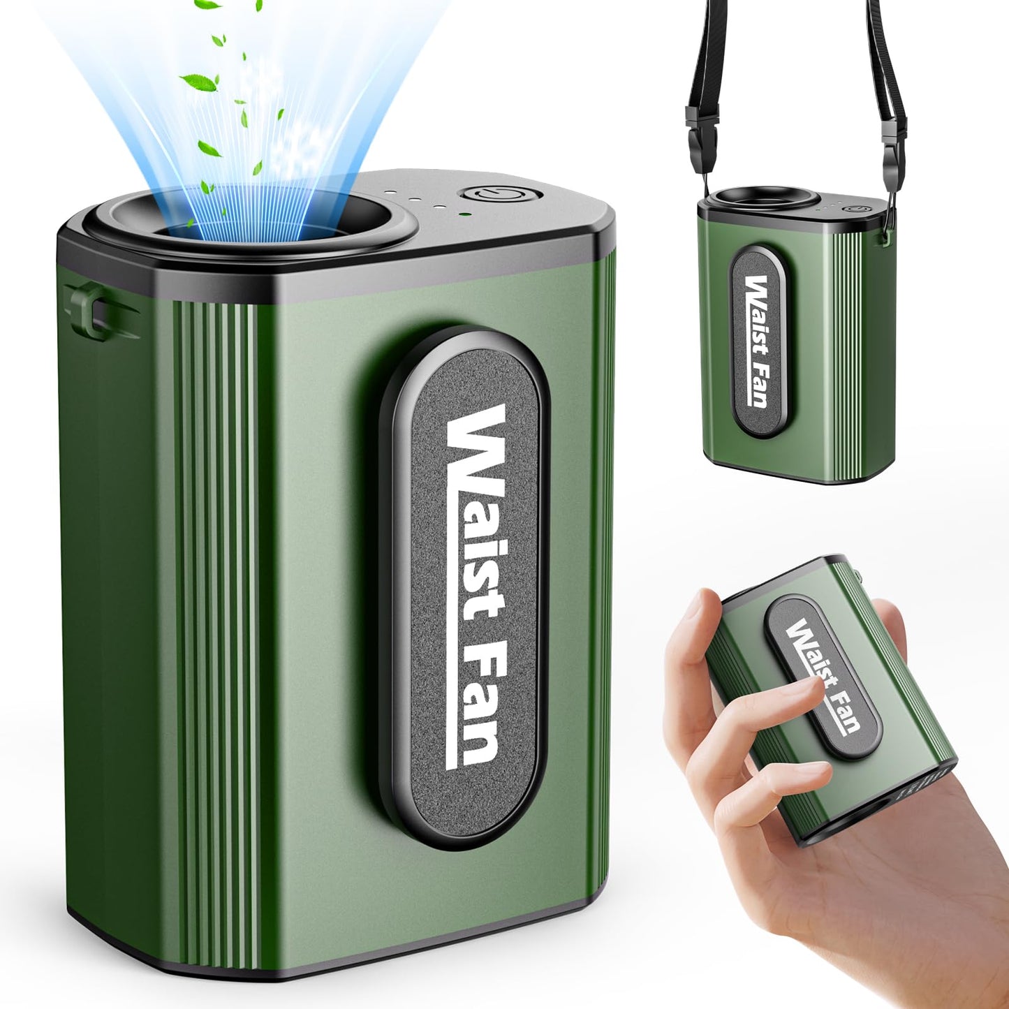 Portable Fan, Personal Waist Fan with 20000RPM Strong Airflow 4 Speeds Setting Hands-Free Hanging Neck Fan Rechargeable with up to 25H,Dual-Sided Clip on Wearable Belt design for Camping, Outdoor