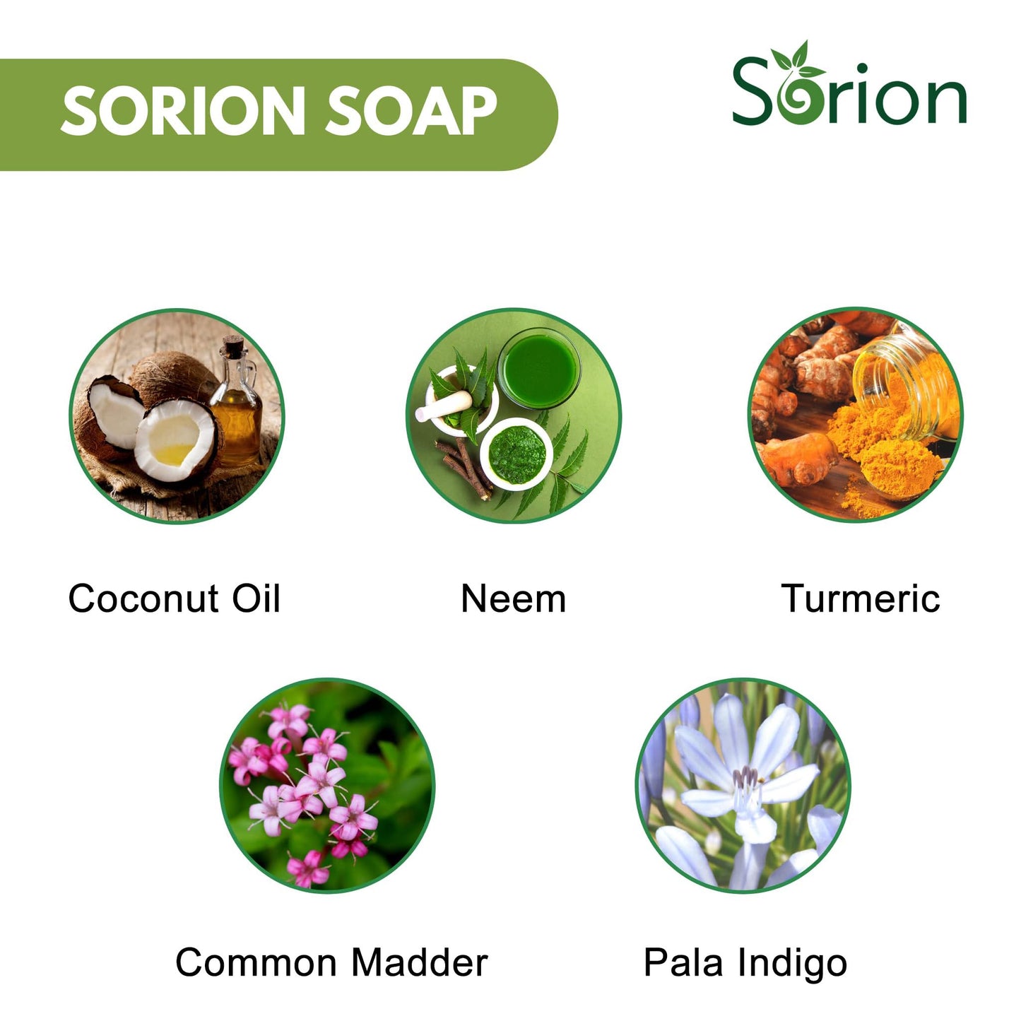 Sorion Soap for Face and Body - Bar Soap to Smooth and Comfort Dry, Itchy, Flaky Skin with Coconut Oil, Turmeric, Pala Indigo Essential Oils Soap Bar