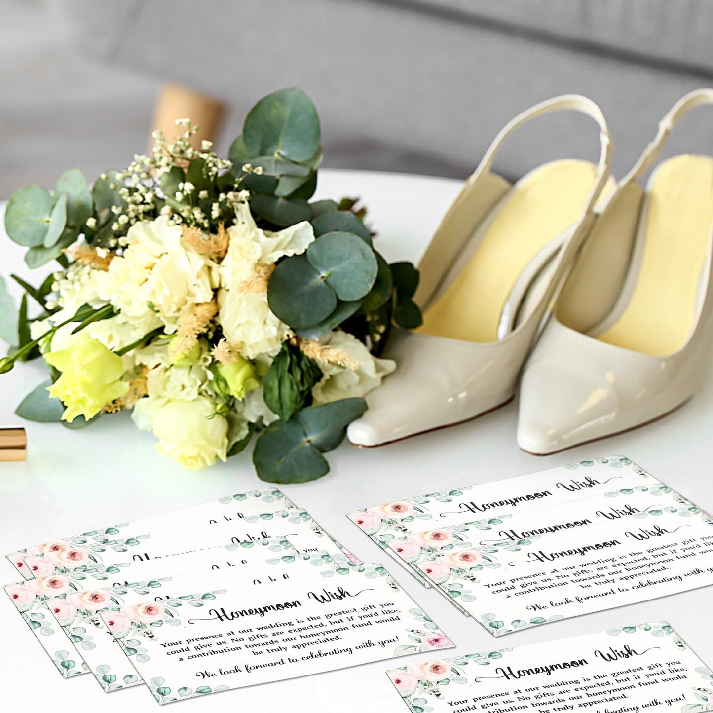 Motiskyy 200 Set Honeymoon Fund Wish Cards 3.5" x 2" No Gifts Request Wedding Invitation Insert Honeymoon Wish Cards