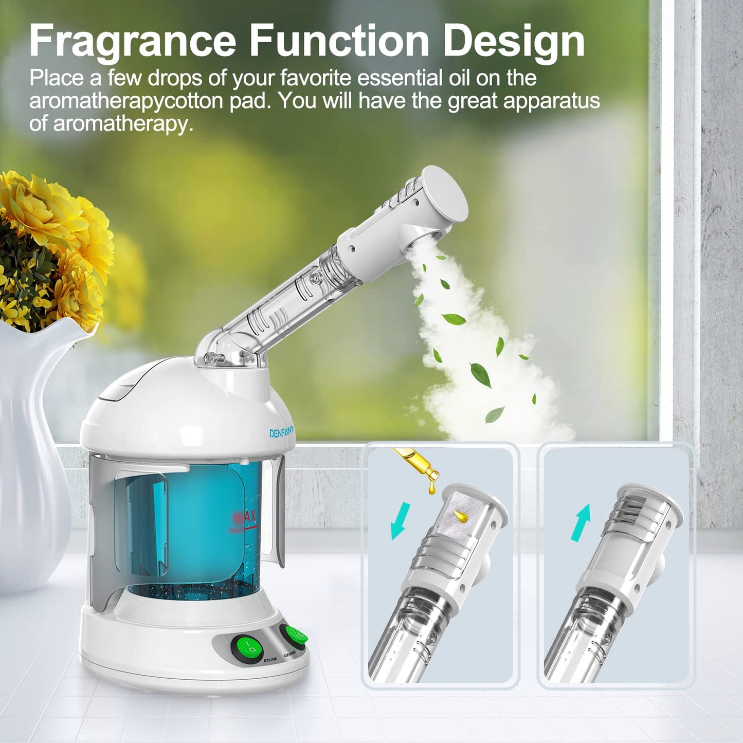 DENFANY Hair Steamer, 2 in 1 Hair and Face Steamer for Natural Hair with UV Ozone, Face Steamer Hair Humidifier Moisturising Hydration System Sprayer for Personal Care Use at Home and Salon
