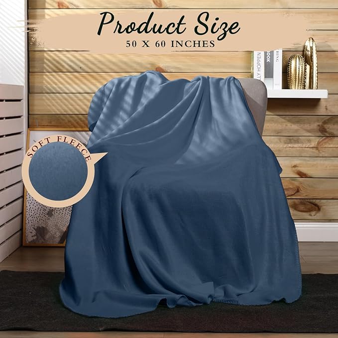 Kinlop 40 Packs Fleece Blanket Bulk 60 x 50 Inch Soft Lightweight Fleece Cozy Blanket Warm Throw Plush Pet Throw for Bed Couch Sofa Home Office Wedding Gifts Travel Camping (Gray Blue)