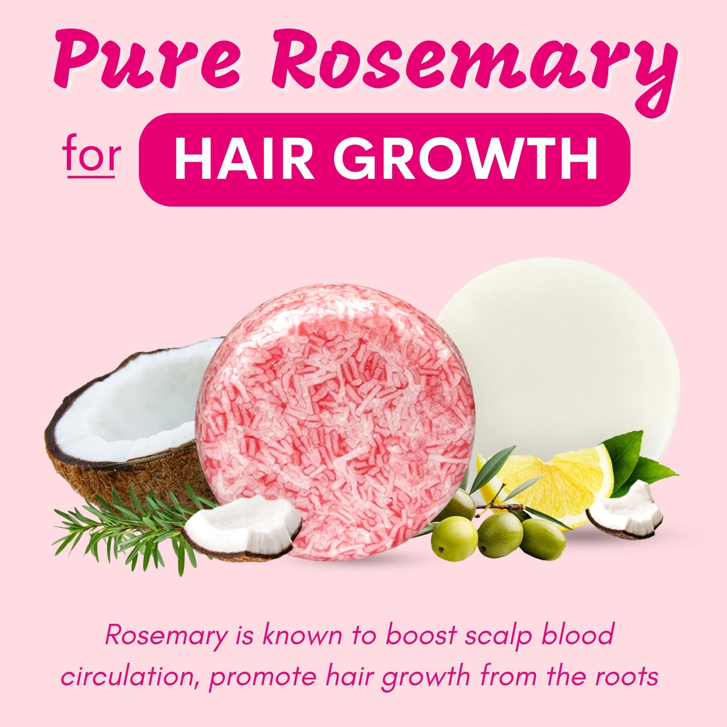 Muun Rosemary Shampoo and Conditioner Bar Set 3 - Natural Solid Hair Growth Soap Bars for Women with Straight, Curly or Thinning Hair for Anti-Hair Loss, Regrowth, pH Balanced, Sulfate & Silicone Free