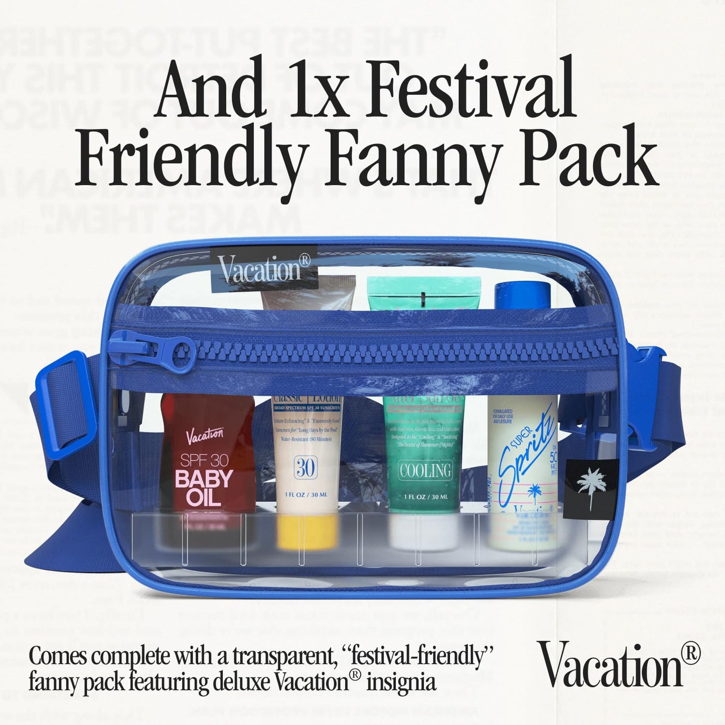 Vacation Sun Belt Sampler, Includes Baby Oil SPF 30, Super Spritz SPF 50 Face Mist, Classic Lotion SPF 30, After Sun Gel,“Festival Friendly” Fanny Pack