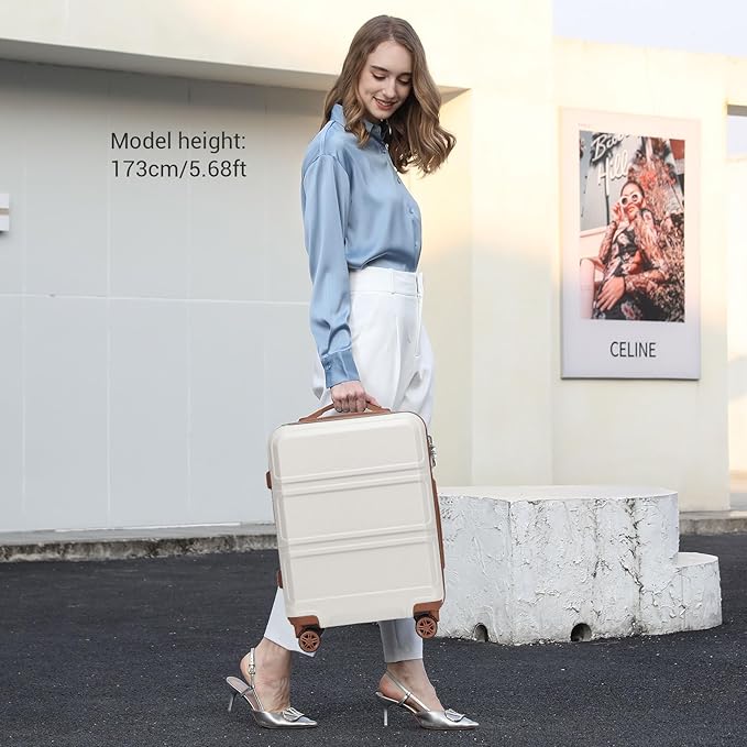 Kono 20'' Carry on Luggage Lightweight with Spinner Wheel TSA Lock Hardside Luggage Durable Small Carry on Suitcase Apple Green