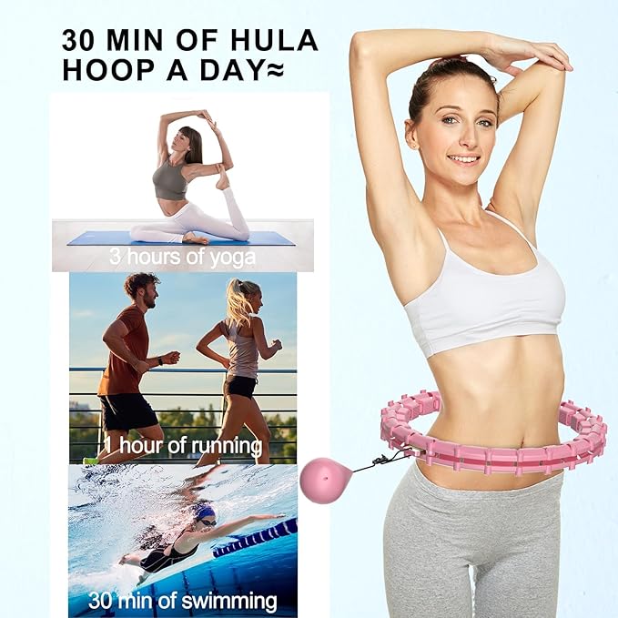 Plus Size Silent Weighted Hula Infinity Fitness Detachable Hoops 65-Inch 32 Knot, Smart Noiseless Infinity Hula for Women, 2-in-1 Waist and Abdominal Home Workout Equipment,