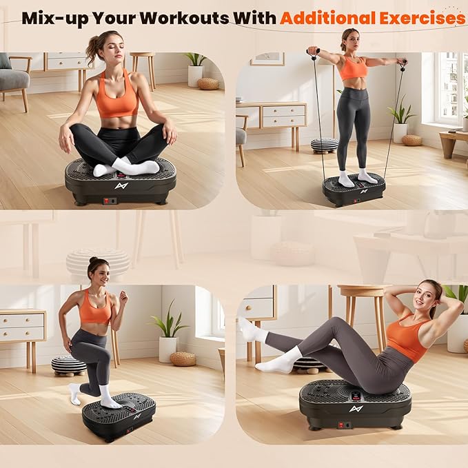 AXV Vibration Plate Fitness Platform Exercise Machine Vibrating Lymphatic Drainage Shaking Full Body Shaker Workout Vibrate Stand Shake Board Sport Gym for Weight Loss Fat Burner for Women Men