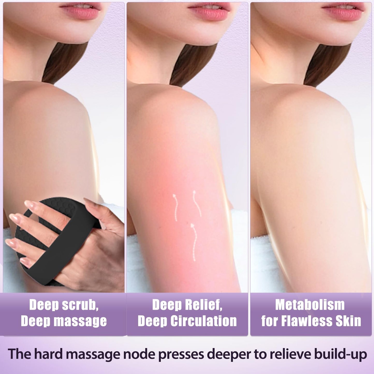 Canroom Lymphatic Brush Silicone Body Scrubber for Shower - Exfoliating Silicone Loofah with Zinc Infused and Stiff Massage Nodes，for Improving Skin Health and Reduces Acne-Black