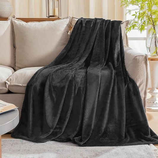 JIAHANNHA Fleece Blanket 50 by 60 Throw Blankets for Sofa Couch Bed Dark Grey Sofa Blanket 280GSM,Super Soft Cozy and Luxury Bed Blanket for All Season Throw(50"×60")