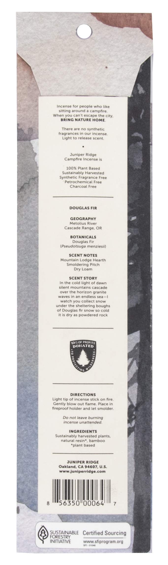 Juniper Ridge All-Natural Aromatic Campfire Incense - Long-Lasting Bamboo Sticks - Aromatherapy & Meditation Therapy - No Synthetic Fragrance - Douglas Fir - 20 Count