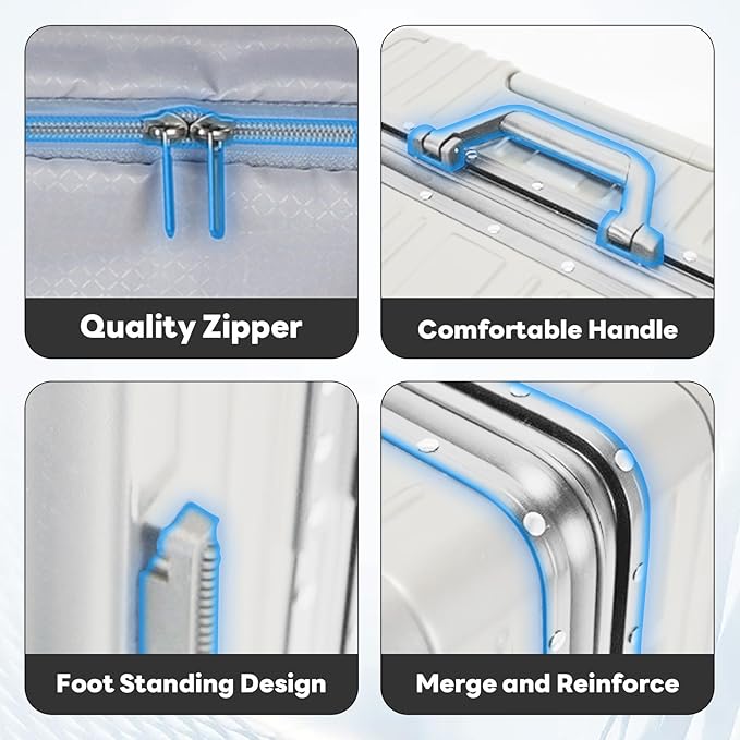 20 Inch Carry On Luggage Suitcase TSA Locks Approved Hardside Lightweight Suitcase With Cup Holder Carry-On Luggage With USB Port Zipperless Design Airline-Approved 360° 8 Double Spinner Wheels