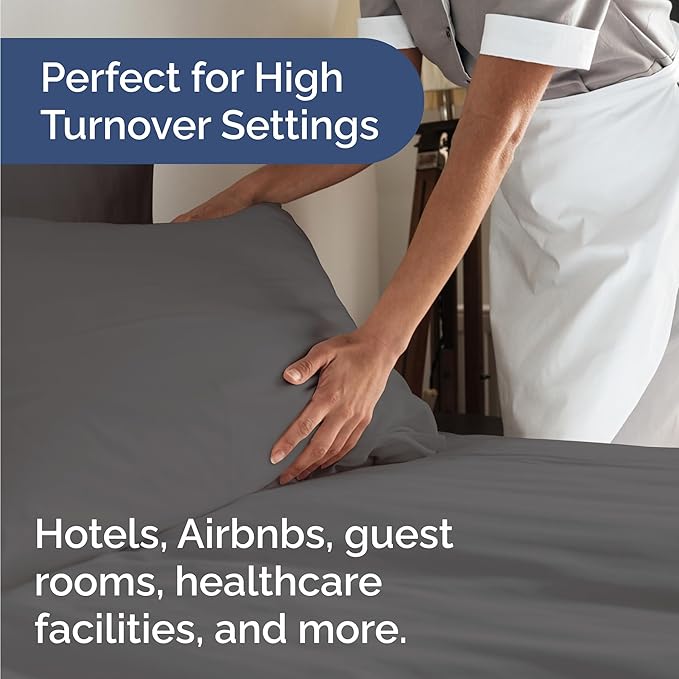 Bulk Case Pack of 16 Sheet Sets - (16) Complete Full Size Sheet Sets w/ Deep Pockets - Wholesale Bulk Bedding for Hotels, Spas & Airbnbs - Breathable, Cooling, Soft & Wrinkle Free - (Full, Dark Grey)