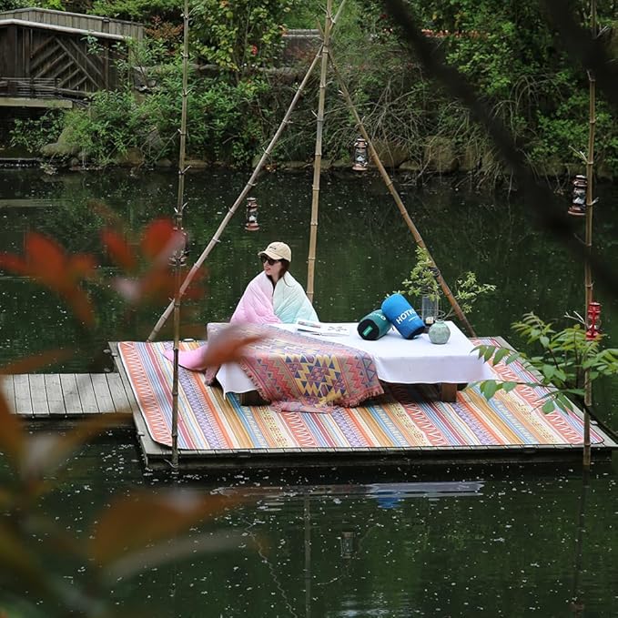 Camping Blanket,Puffy Printed Camping Blanket Lightweight Packable Outdoor Blanket for Camping,Traveling, Stadium, Hiking, Picnics