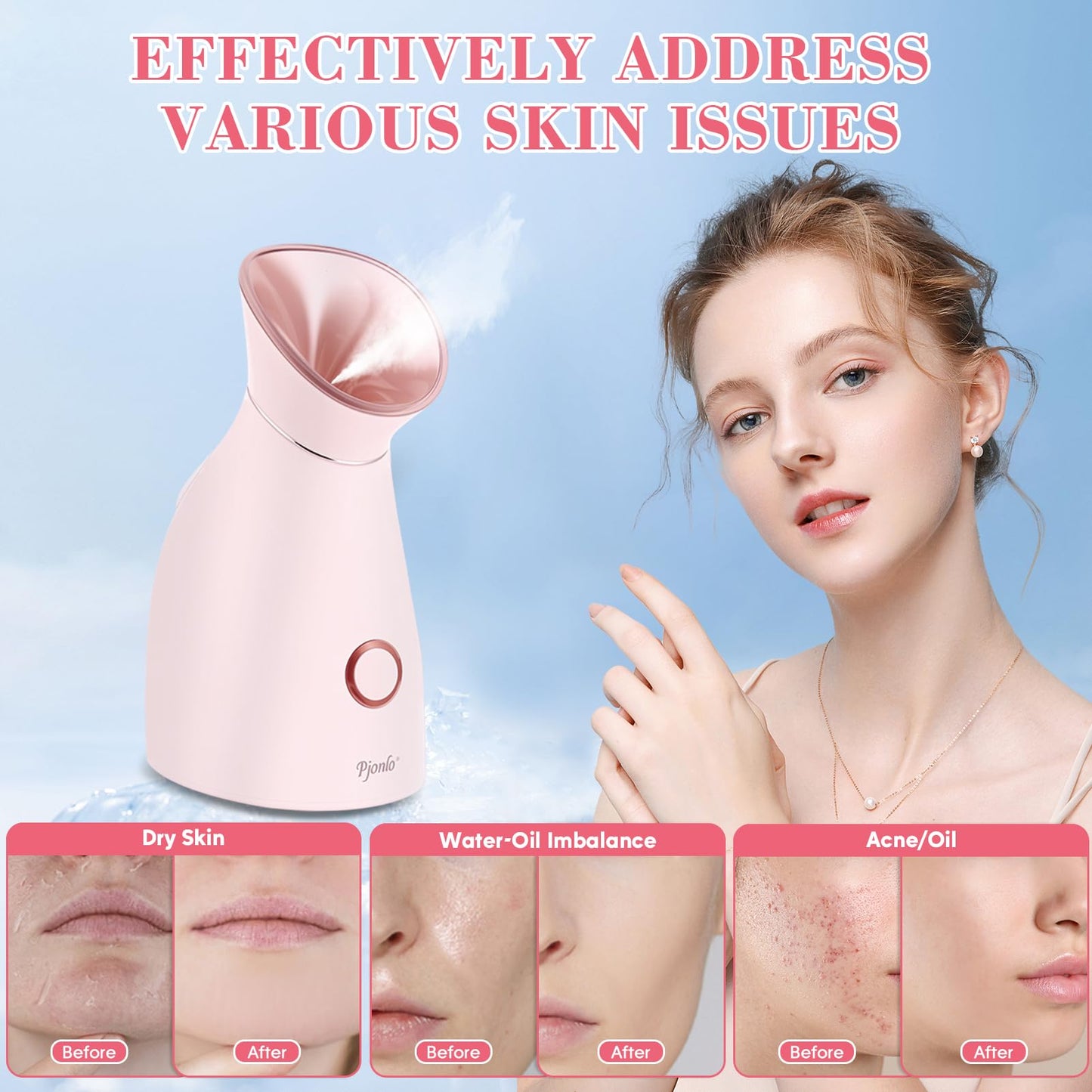 Pjordo Facial Steamer Spa Kit, 12 Skin Care Tools & 5 Jelly Mask Powder, Nano Ionic Steamer for Facial Deep Cleaning Unclog Pores Sinuses, Warm Mist Humidifier for Home SPA, Self Care Gifts for Women