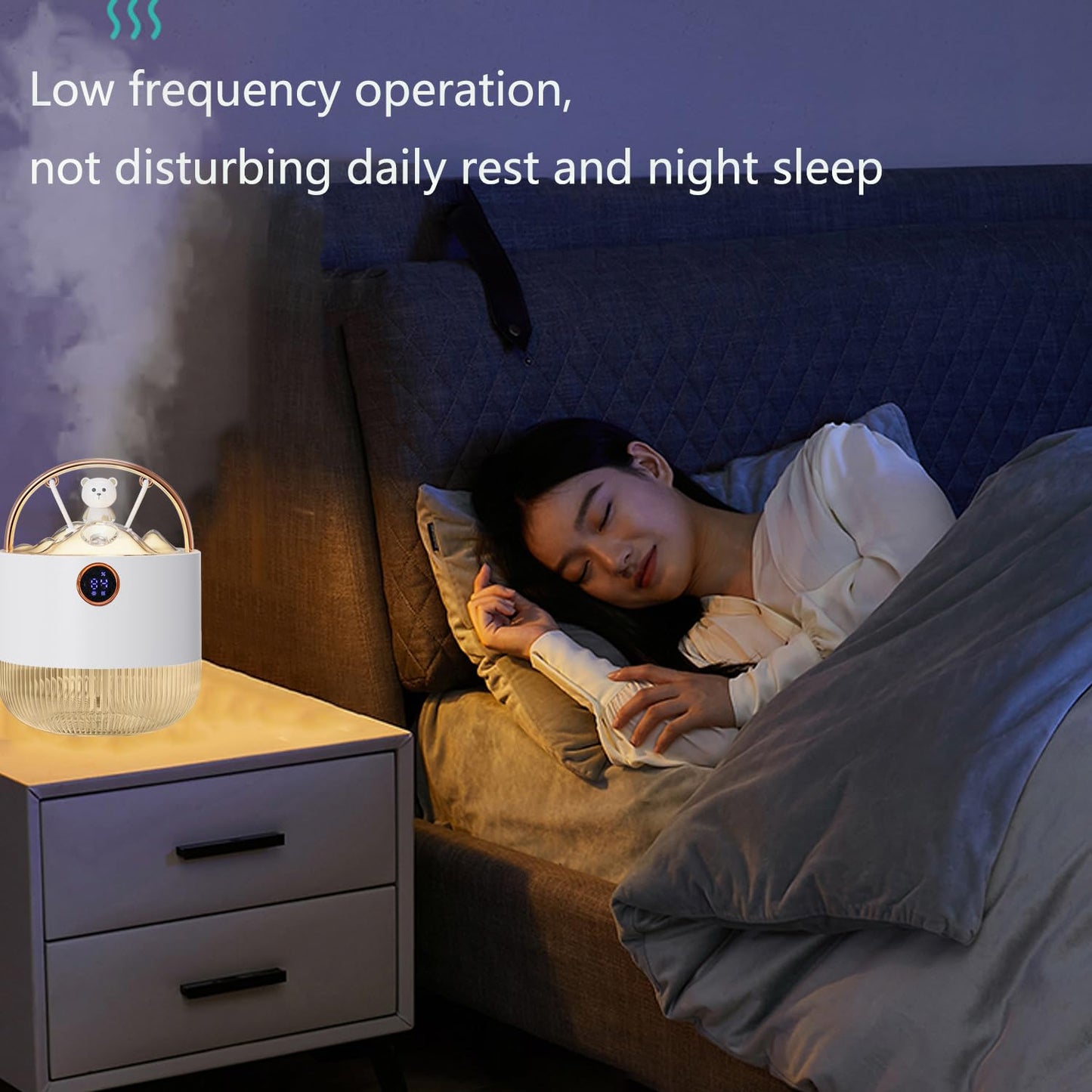 Portable Mini Humidifier With night light 600ml Small Cool Mist Humidifier Personal Desktop Humidifier for Baby Bedroom Travel Office,Built-in 2000mAh Battery 2 Mist Modes white