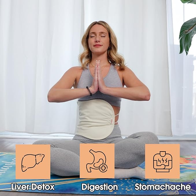 Castor Oil Pack Compress for Liver Detox & Thyroid Kit - Organic Cotton, Mess-Free, Reusable Castor Oil Wrap - Improve Sleep and Digestion, Reduce Inflammation(Castor Oil Not Included)