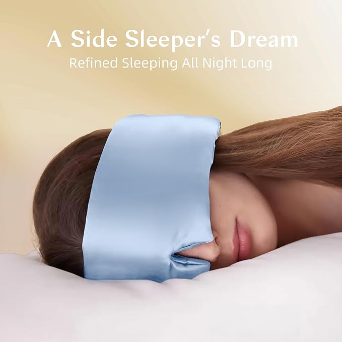Silk Sleep Mask for Women and Men, Side Sleeper, 22 Momme Pure Mulberry Silk Total Blackout 100% Mulberry Eye Mask with Adjustable Headband Full Size, Eye Masks for Sleeping and Travel