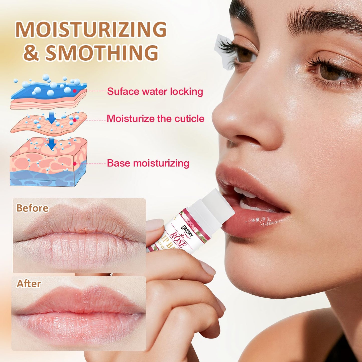 DMSKY 40 Pack Mini Lip Balm, Natural Lip Balm Bulk with Vitamin E and Coconut Oil, Moisturizing Lip Balms for Dry Cracked lips - 10 Flavors