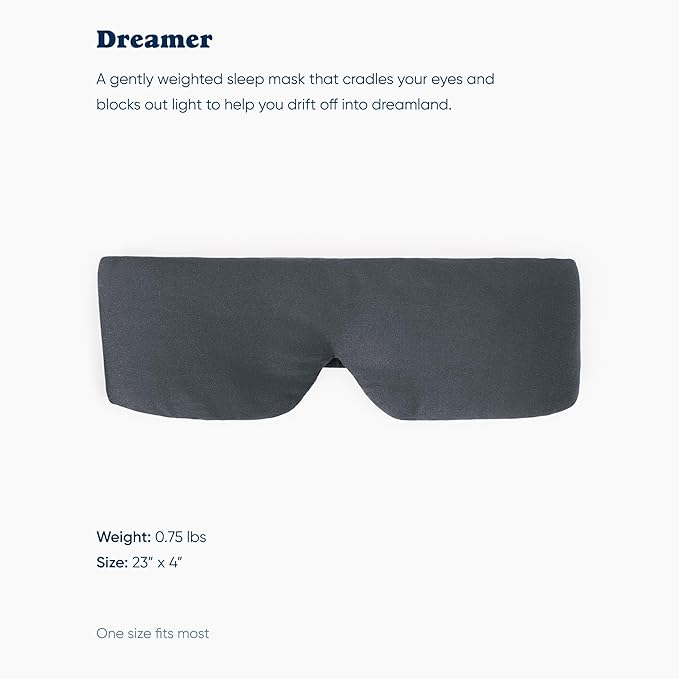 Bearaby Asteroid Grey Sleep Mask 23” x 4” Weighted Eye Mask for Sleeping 0.75 lbs 100% Light Blocking Mask for Travel and Rest Silky Soft Fabric for Deep Gentle Sleep