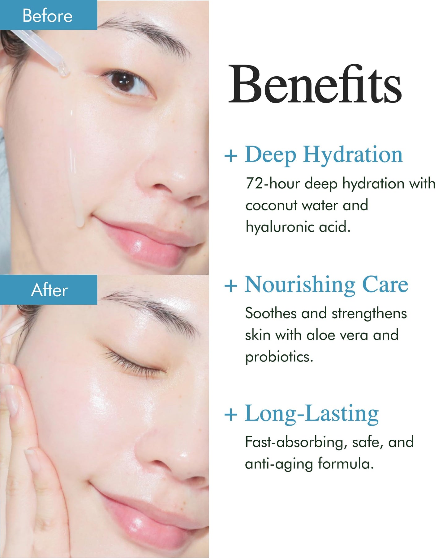 9 Wishes Hydra Ampoule II (1.01 fl oz) – Award-Winning Hydrating Serum for Face with Hyaluronic Acid, 55% Coconut Water, 72-Hour Long-Lasting Moisture, Korean Glass Skin Effect