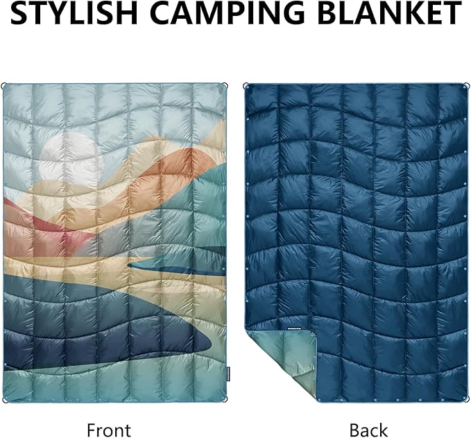 Camping Blanket, Puffy Down Alternative Blanket Lightweight Windproof for Outdoors,Hiking, Backpacking,Beach,Car,Picnic,Stadium