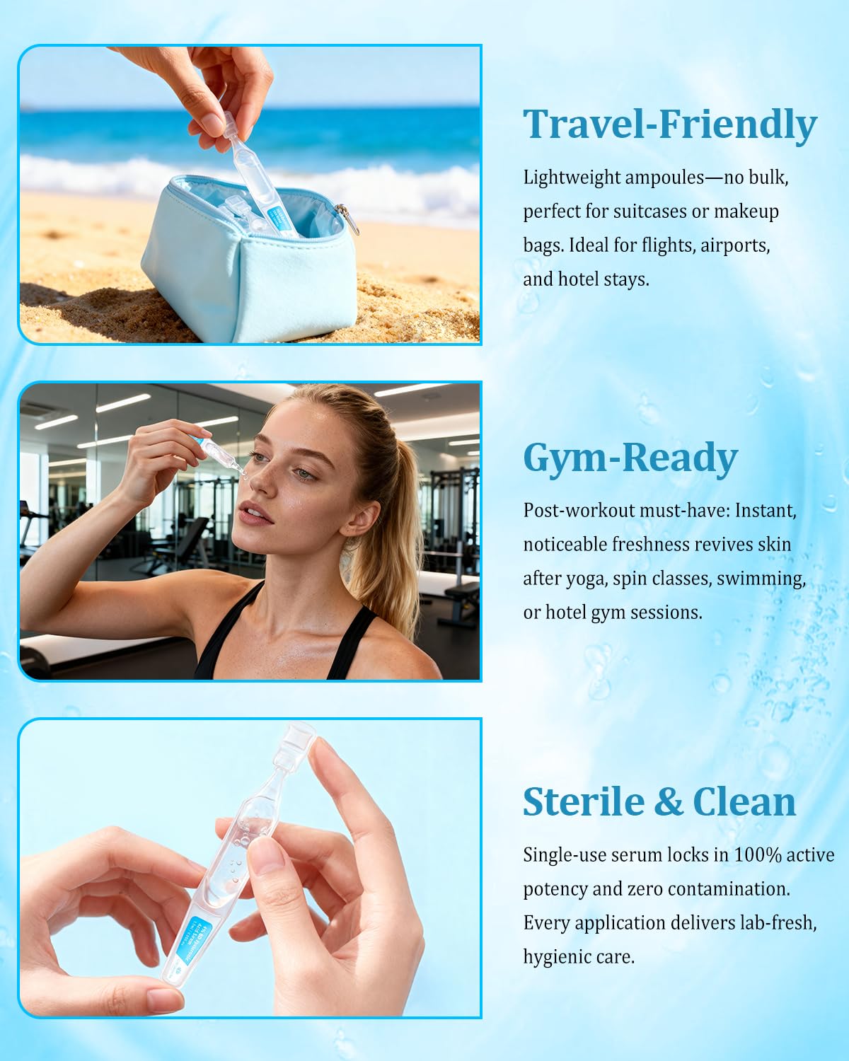 4% Hyaluronic Acid Serum for Face, 8D Multi-Layer Hydration, Ultra Hydrating Anti-Aging Serum with 20,000ppm Acetyl Hexapeptide-8, Korean Skincare Single-Use Ampoule for Dry & Sensitive Skin, 30pcs