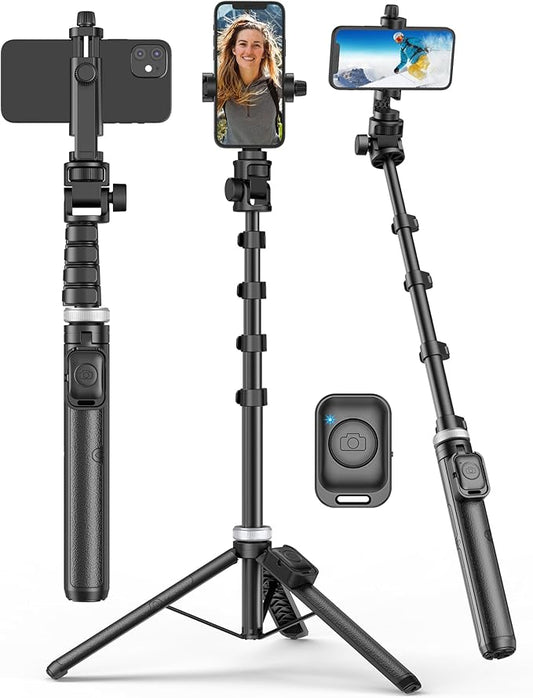 60" Phone Tripod for iPhone:Extendable Selfie Stick for iPhone-andriod, Selfie Stick Tripod with Remote for Video Recording in-Out Door of Content Creator