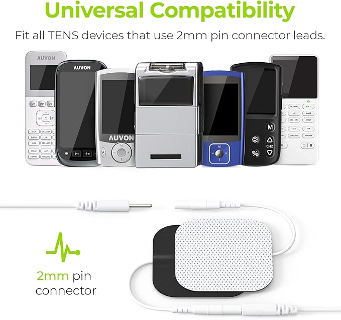 AUVON TENS Unit Electrode Pads 2"x2" 48 Pcs Value Pack, Reusable Latex-Free TENS Unit Pads with Upgraded Self-Adhesion, Non-Irritating Replacement Pads Compatible with TENS 7000, Etekcity, Nicwell