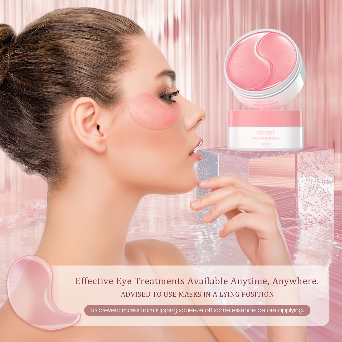 YOYORY Under Eye Patches Masks - for Dark Circles, Puffiness, Eye bags,and Fine Lines Smoothing Skin Care Treatment with Collagen and Hyaluronic Acid for Women and Men, (60 Pcs) Pink