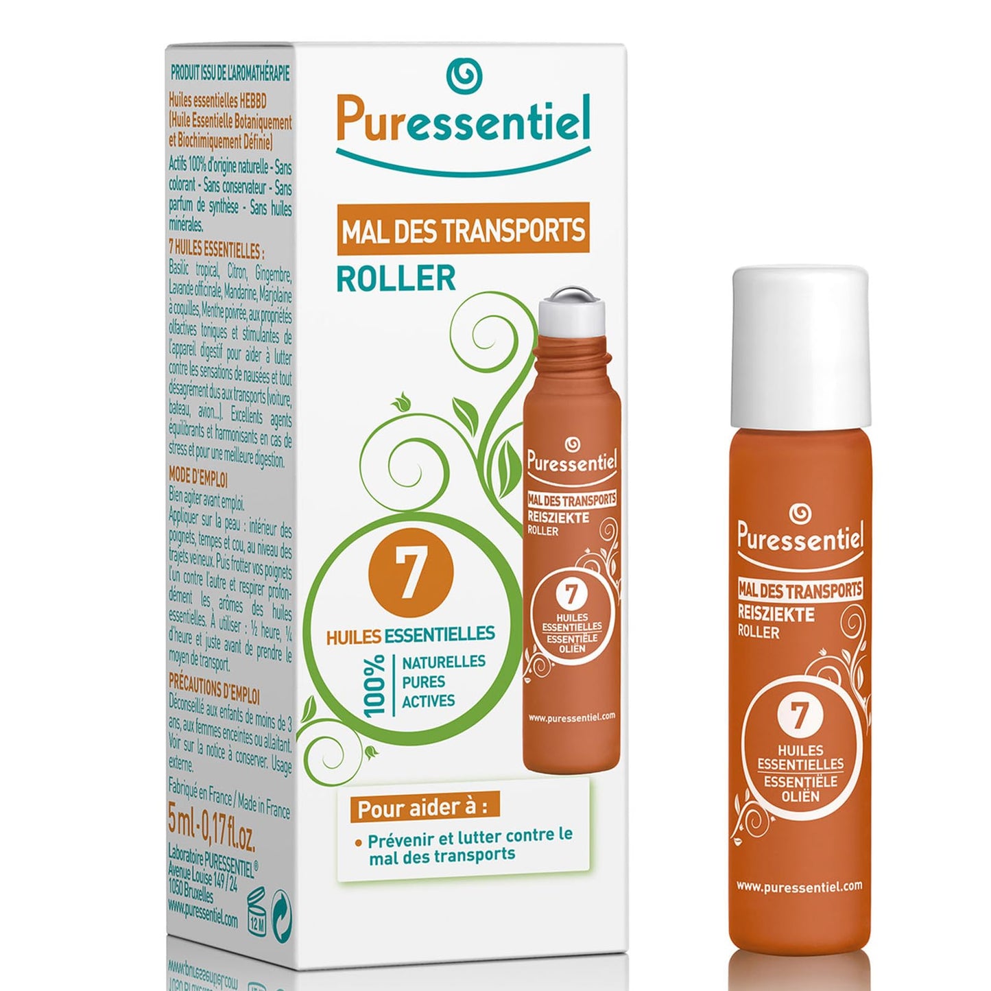 Puressentiel SOS Travel Sickness Roller - Essential Oils Roll-On for Motion Sickness - Calming Agents Suitable for Children - No Synthetics - 0.17 oz