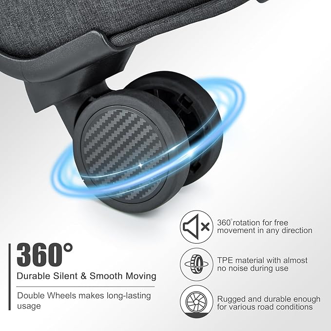 Kono 24 Inch Softside Expandable Checked Luggage with 8 Spinner Wheels TSA Lock Softshell Lightweight Business Travel Suitcase for Men and Women, Black