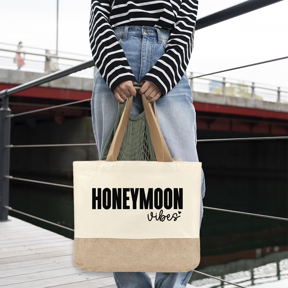Honeymoon Tote Bag, Honeymoon Essentials Must Haves, Wedding Bridal Shower Gifts, Bachelorette Party Engagement Gifts for Couples Bride Wife, Fiance Newly Engaged Gift Beach Bag Reusable Grocery Bags