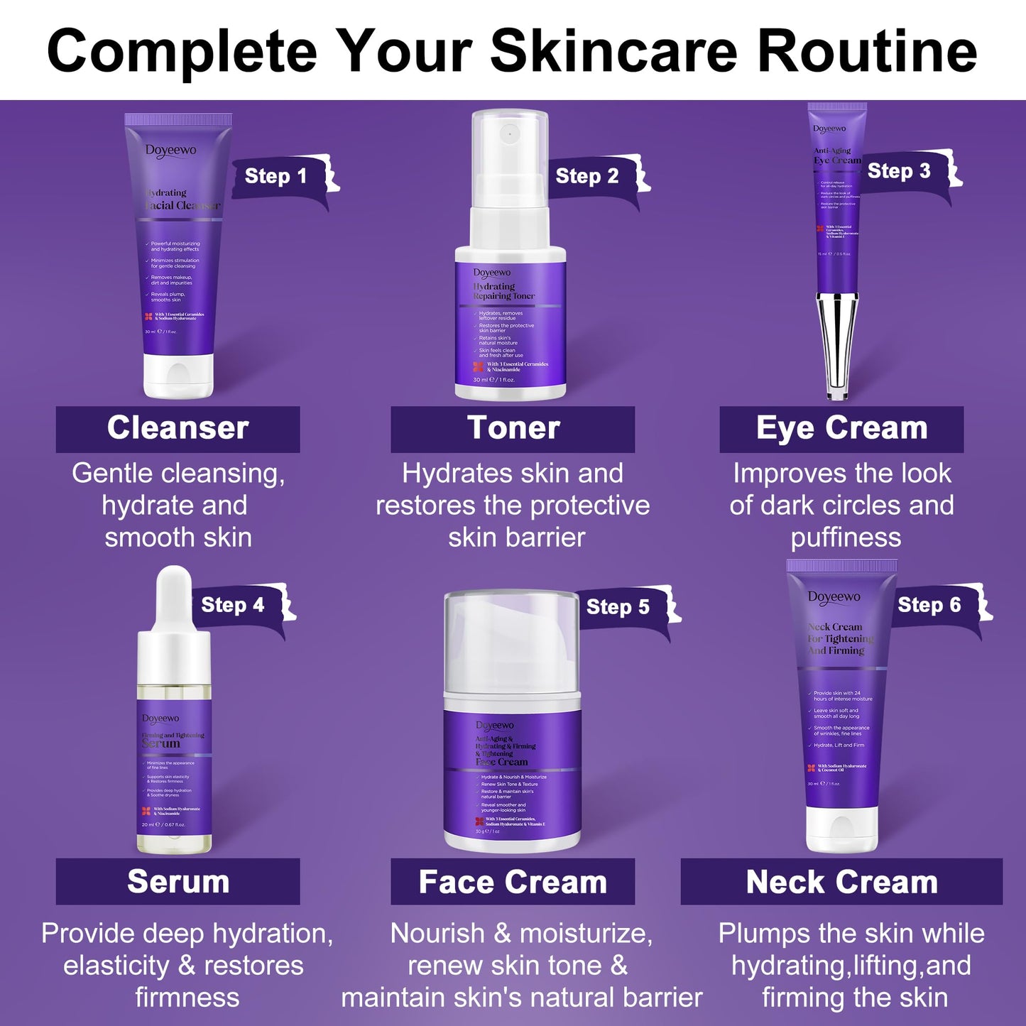 Skin Care Set,Professional Womens Teens Tighten Lift Firm Skincare,Hydrate Anti-Aging Facial Skin Care Routine Kit Travel Gift Set,Birthday Christmas Secret Santa Gifts for Women Teenage Girl Wife Mom