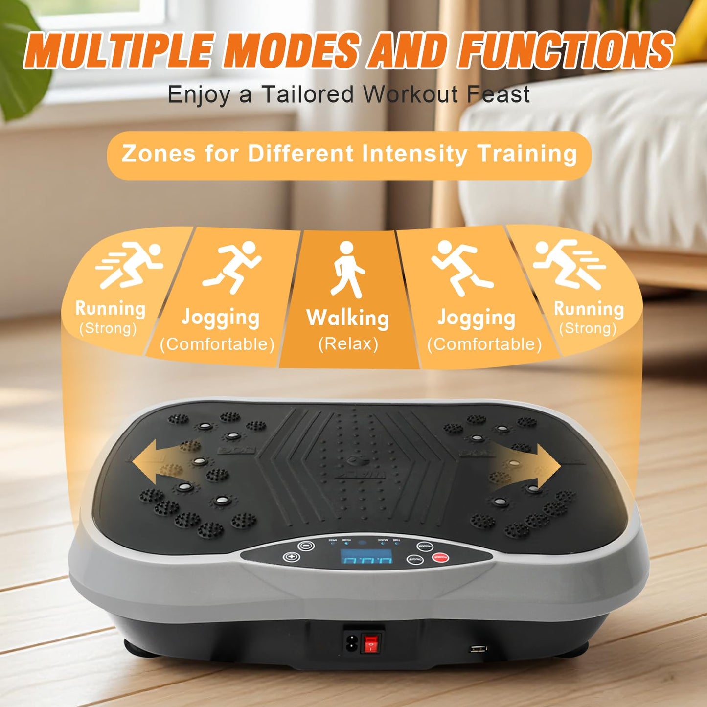 ALSO GO Vibration Plate Exercise Machine, 3 Workout Modes & 120 Level Vibration Platform for Weight Loss/Lymphatic Drainage, 400lbs Capacity Vibration Board with Resistance Bands for Full Body Workout