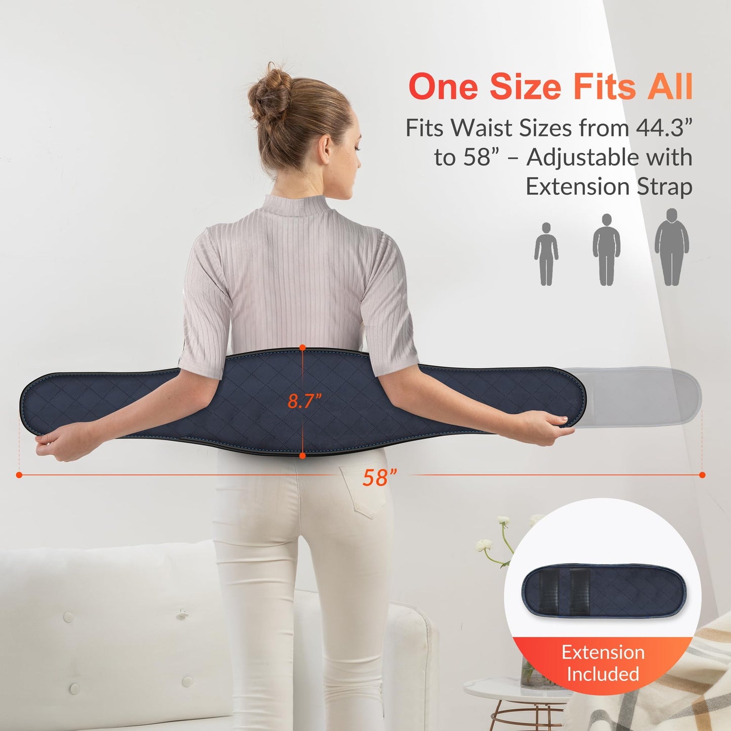 COMFIER Electric Heating Pad for Back Pain, Plug-in Vibration Lower Back Massager with Heat,Heat Pad with Auto Shut Off,Heated Waist Belt, Gifts for Women Men Mom Dad