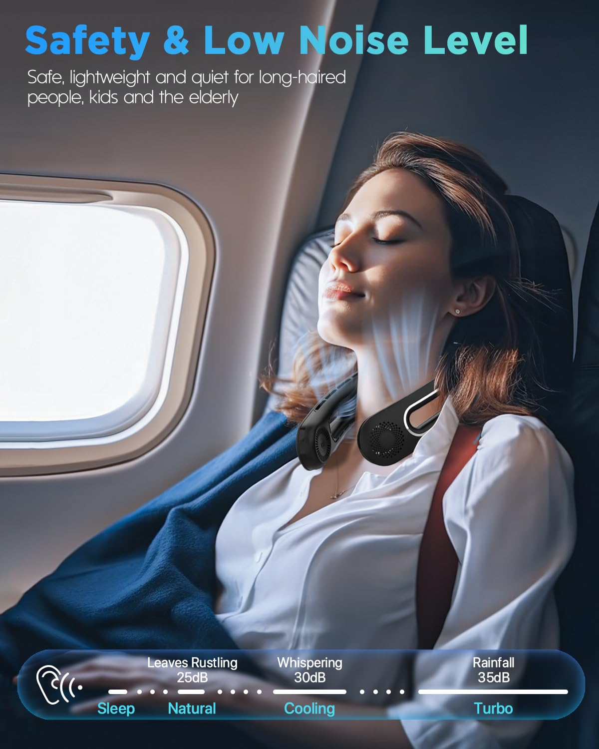 Hotsales Neck Fan, Hands Free Bladeless Neck Fans Portable Rechargeable, 360° Cooling Neck Fan, 4 Speeds, Quiet, 5200 mAh Battery Operated USB Wearable Personal Fan Gifts for Women, Travel, Outdoor