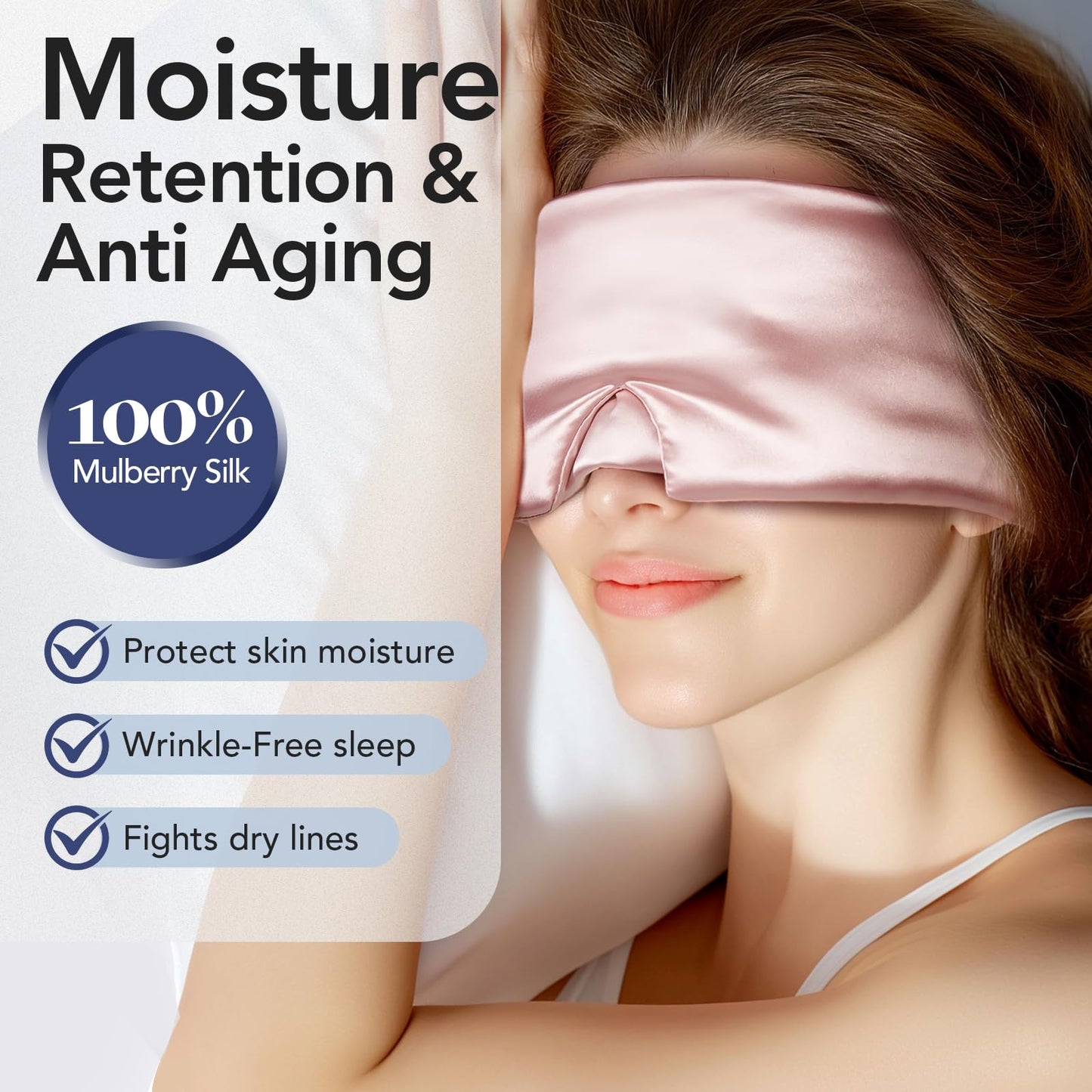 LitBear 100% Mulberry Silk Sleep Mask for Women & Men, Soft and Comfortable Eye Mask for Side Sleepers, Blackout Sleeping Mask for Home, Travel, Office, or Napping (Pink)