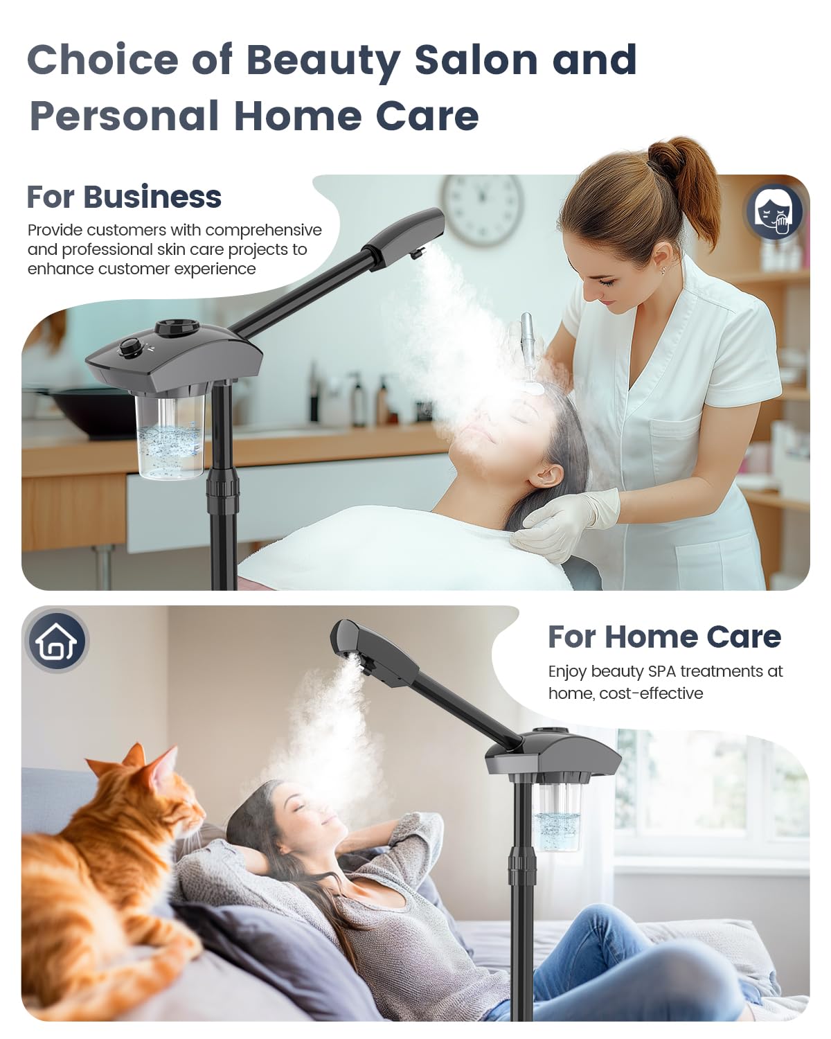 Kingsteam Professional Ozone Nano-Ionic Facial Steamer | Deep Cleansing Hydrating | Salon Home Spa Face Steamer | Pore Cleanser | 60-Min Timer | 360° Swivel | Esthetician Favorite Tool, Black