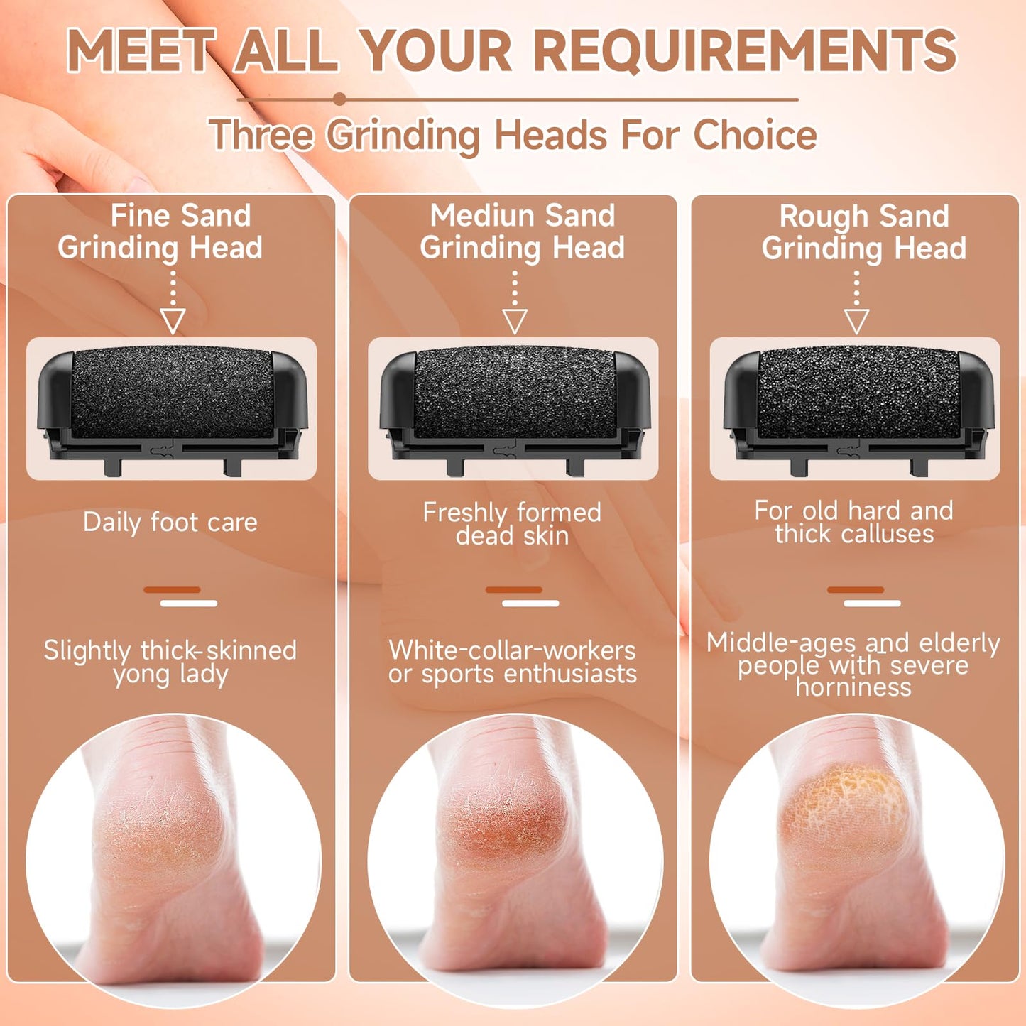 AdamPark Electric Callus Remover for Feet,Rechargeable & Waterproof Pedi File, 2-in-1 Wet/Dry Foot Scrubber for Hard Cracked Dead Skin, Portable Pedicure Tool with Professional Grinding Heads