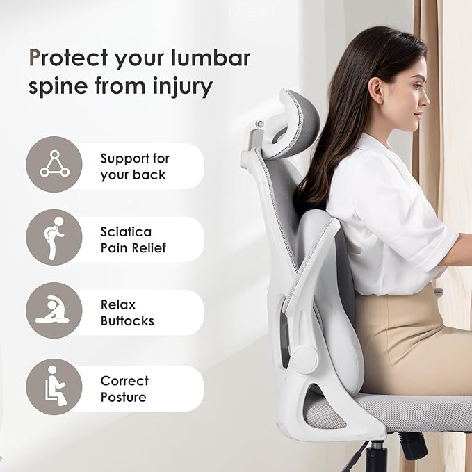 FLORICH 3 PCS Seat Cushion for Carseat Lumbar Support Pillow Car Neck Headrest Pillows Ultrathick Memory Foam Seat Pads Pressure Relief Back Cushion for Office Chair(Grey)