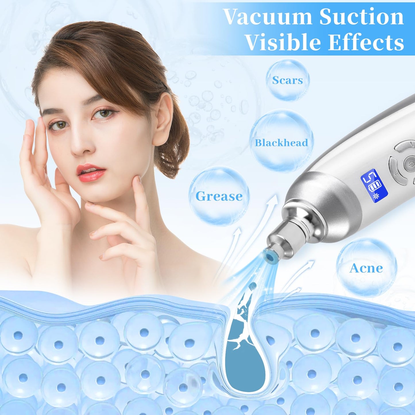 Beauty Star Upgraded Cordless Diamond Micro-dermabrasion Machine, Portable Crystal Tips Tool for Facial Skin Care, Face Pore Vacuum Glow Devices Kit, Home Use Microderm Equipment