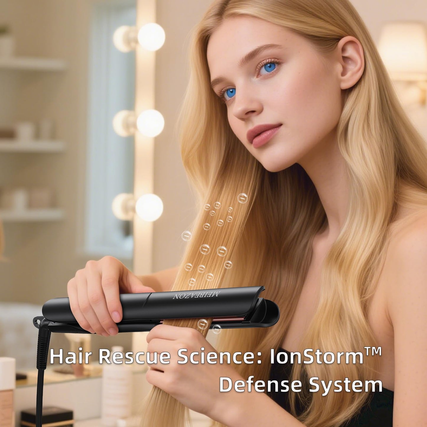 Flat Iron Hair Straightener and Curler 2 in 1, Professional 3D Floating Ceramic Plates with Travel Dual Voltage, Negative Ion, LED Display & Auto Shut-Off for Smooth, Shiny, Frizz-Free Hair