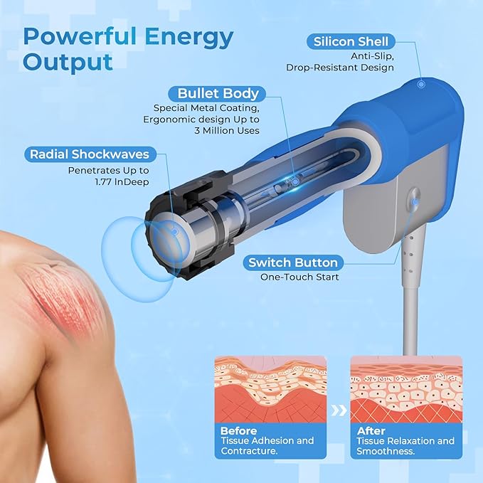 2025 New Upgraded Shockwave Therapy Machine, Extracorporeal Shock Wave Therapy Device for Pain Relief,Muscle and Bone Tissue Regeneration, ESWT Shock Wave Therapy Machine for Home & Institution Use