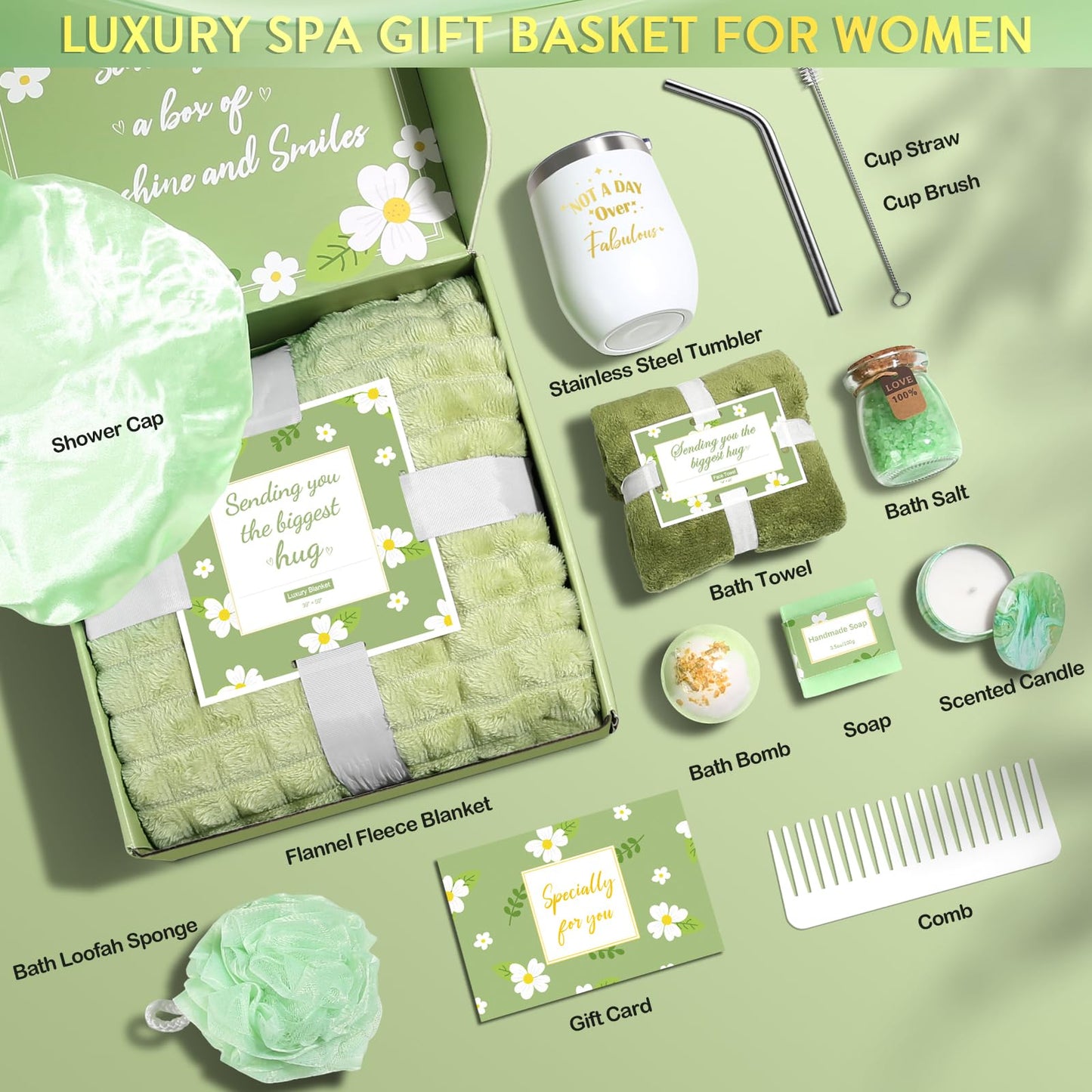 Self Care Gifts for Women, Get Well Soon Gifts Basket Care Package, Birthday Gifts Box for Women, Relaxing Bath Spa Gifts Set, Thinking of You Surgery Recovery Gift for Her Mom Girl Friend Sister Wife