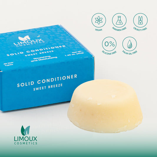 Limoux Cosmetics Solid conditioner Bar - All hair types - Moisturizing, brightening and softening - 1.60 oz - Paraben Free, SLS free, Cruelty free, Vegan, Eco Friendly, Zero waste, up to 40 uses