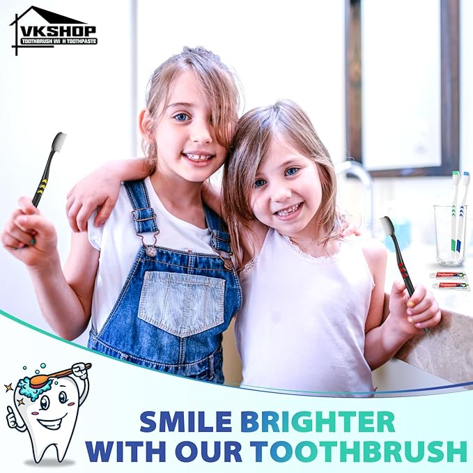 120 Pack Disposable Toothbrushes with Toothpaste,Individually Wrapped for Adults,Travel, Hotel,Donation,Homeless Shelters,OCC Care Packages - Medium Bristle (Black)