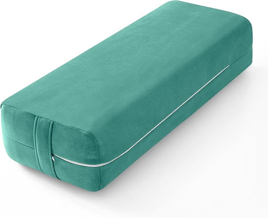 Rectangular Yoga Bolster - Meditation Pillow with Washable Suede Cover, 27"X10" X5.5"