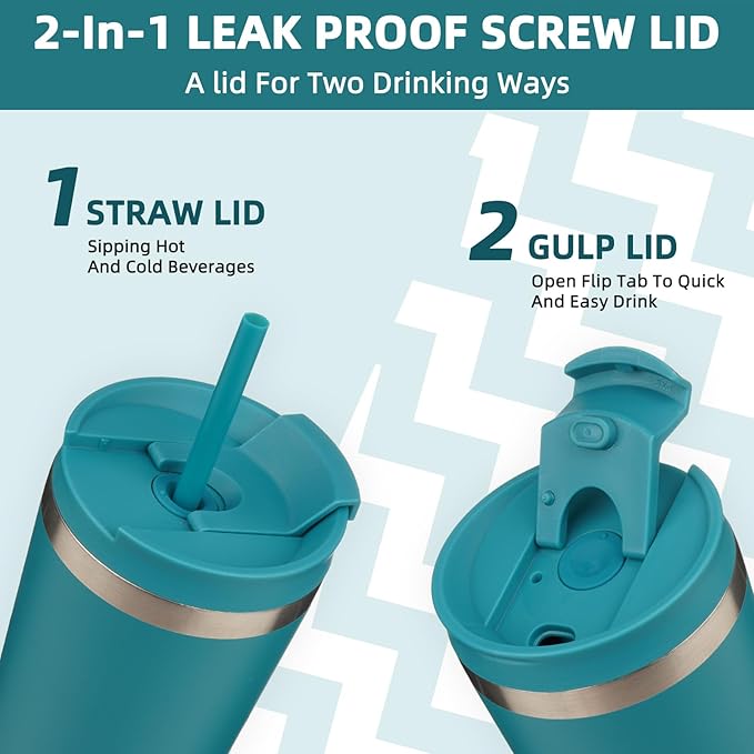 BJPKPK 18oz Tumbler With lid And Straw Stainless Steel Travel Coffee Mug Insulated Tumblers Cups,Laguna