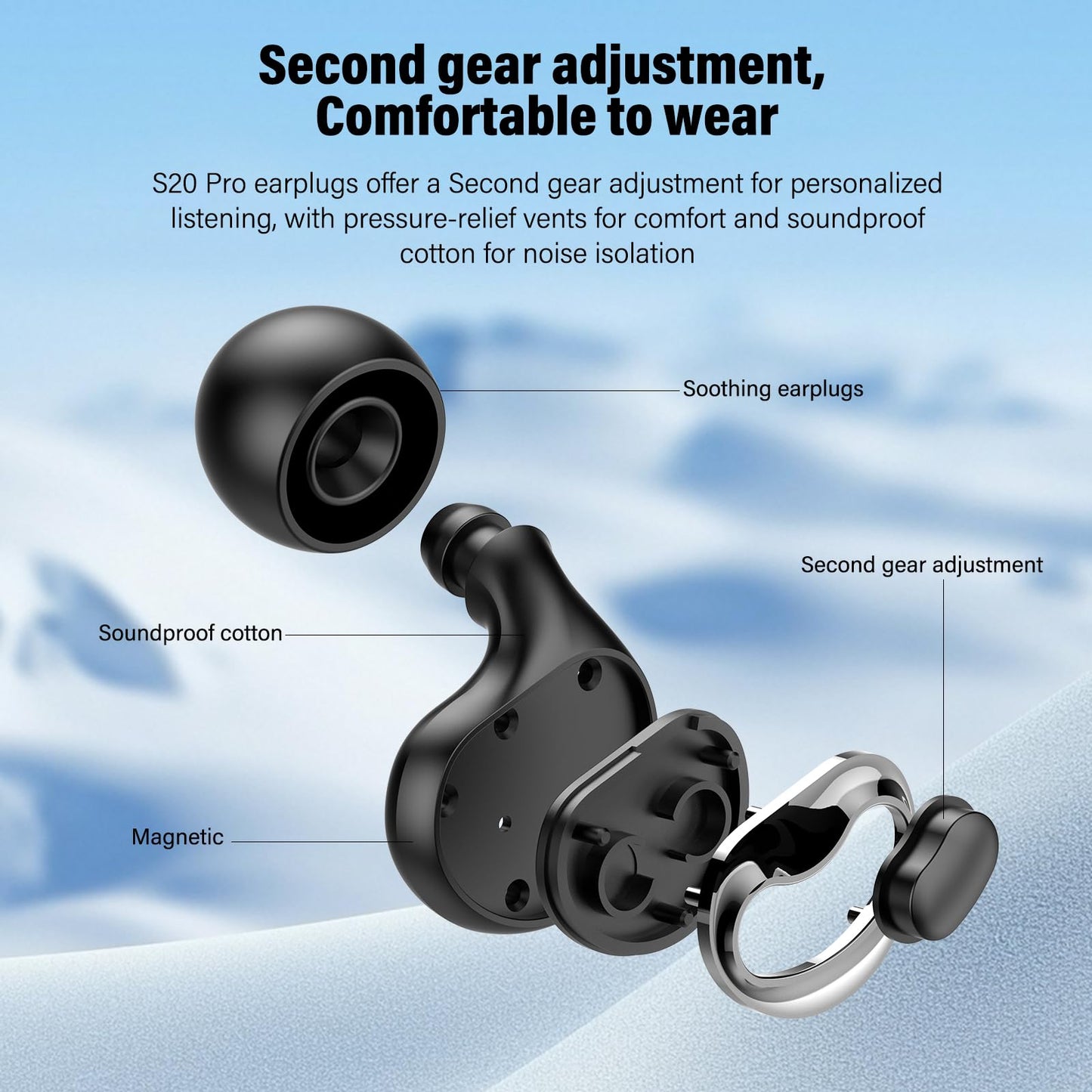 Adjustable Ear Plugs for Sleeping – 2-Level Noise Cancelling (17–35dB), Reusable Silicone Earplugs for Sleeping, Snoring, Travel, Office, and Side Sleepers with 6 Pairs of Tips & Magnetic Carry Case