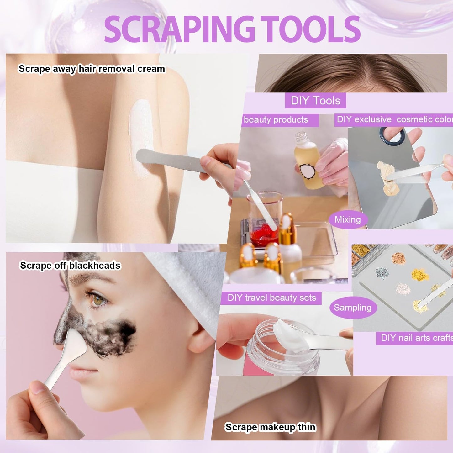 4PCS Stainless Steel Makeup Spatula Mini Metal Cosmetic Spatula Korean Skincare Spatula Multi-functional Beauty Spatula Tiny Facial Spatula Beauty Accessories for Personal Care Makeup Cosmetics Tools