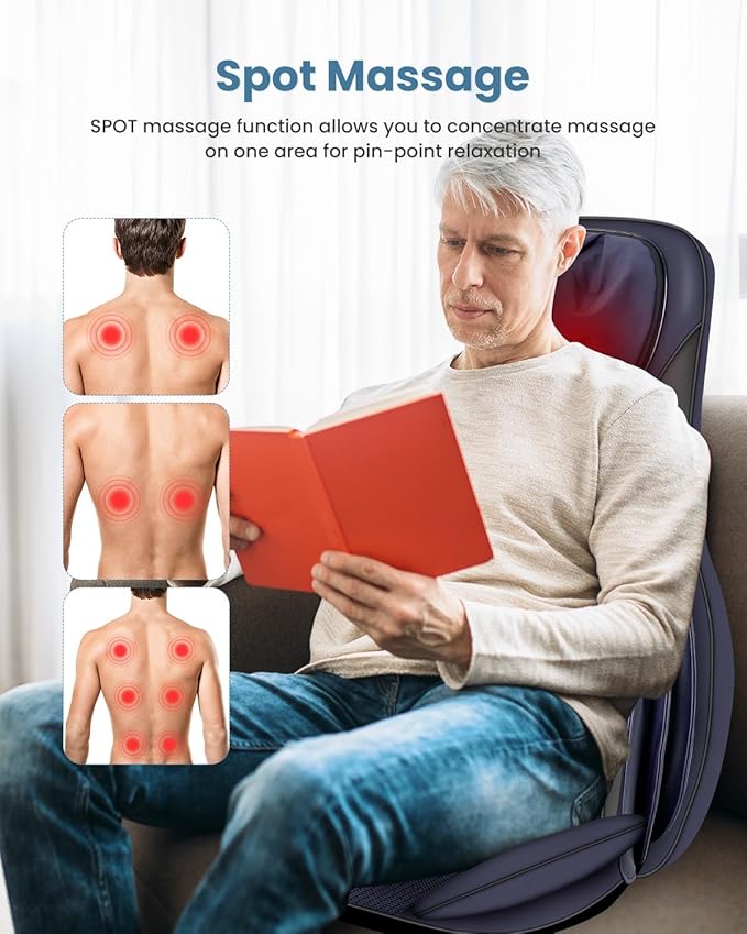 COMFIER Shiatsu Back Massager with Heat,Massage Chair Pad with Tapping,Kneading Massage Seat Cushion with Compression,Adjustable Height Chair Massager for Office Chairs,Gift for Mom,Dad